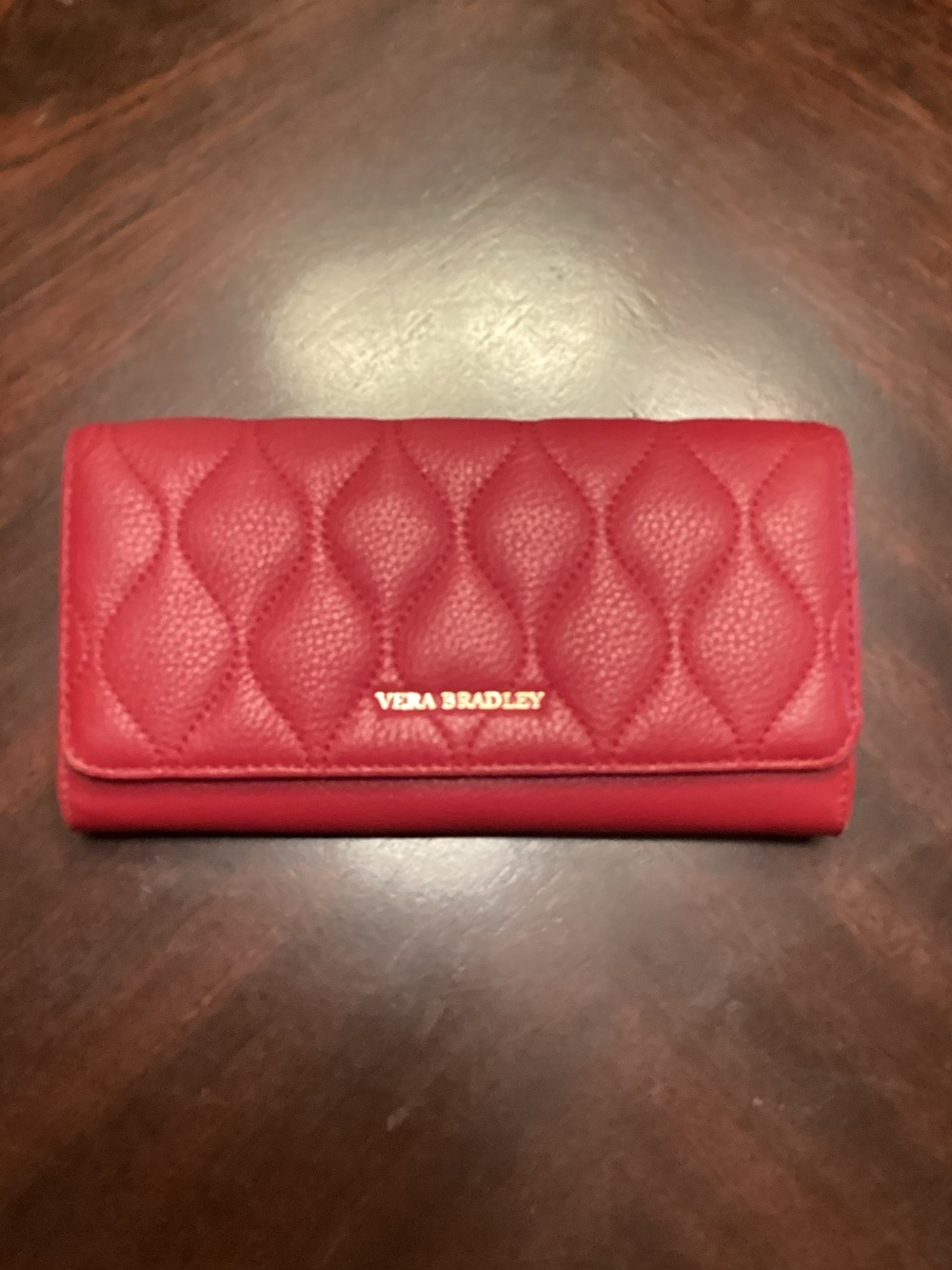 Vera Bradley Quilted Red Flap Wallet with Gold Logo